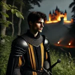 DALL·E 2025-03-12 09.19.49 - A young medieval nobleman in black Ododor-style armor, with a bl...webp